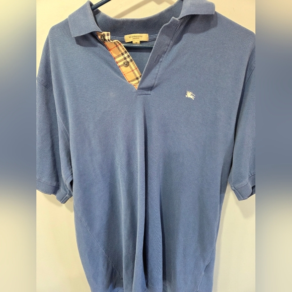 Burberry Blue Nova Check Polo Shirt Short Sleeve Men's Size M - Picture 2 of 7